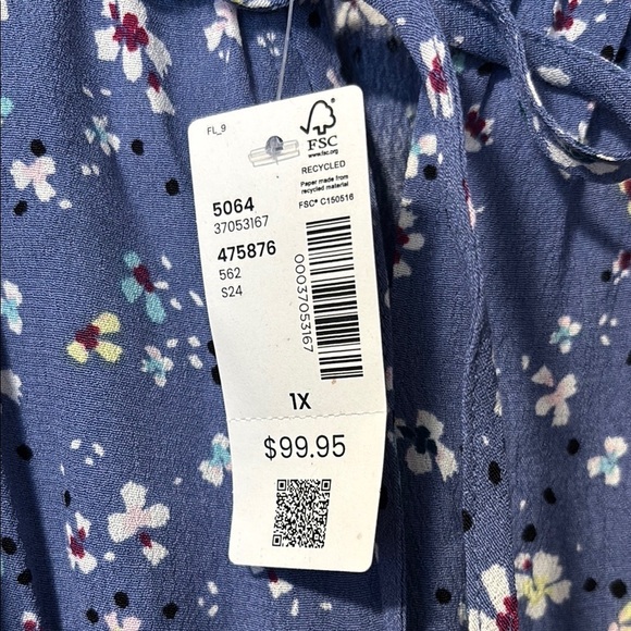 Addition Elle Multicolored Midi Bishop Sleeve Dress - Picture 4 of 6